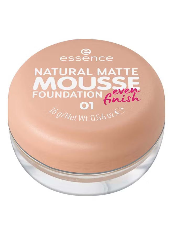Natural Matte Mousse Foundation | 01 Cool Sand | Medium High Coverage | Long Wearing | 16H
