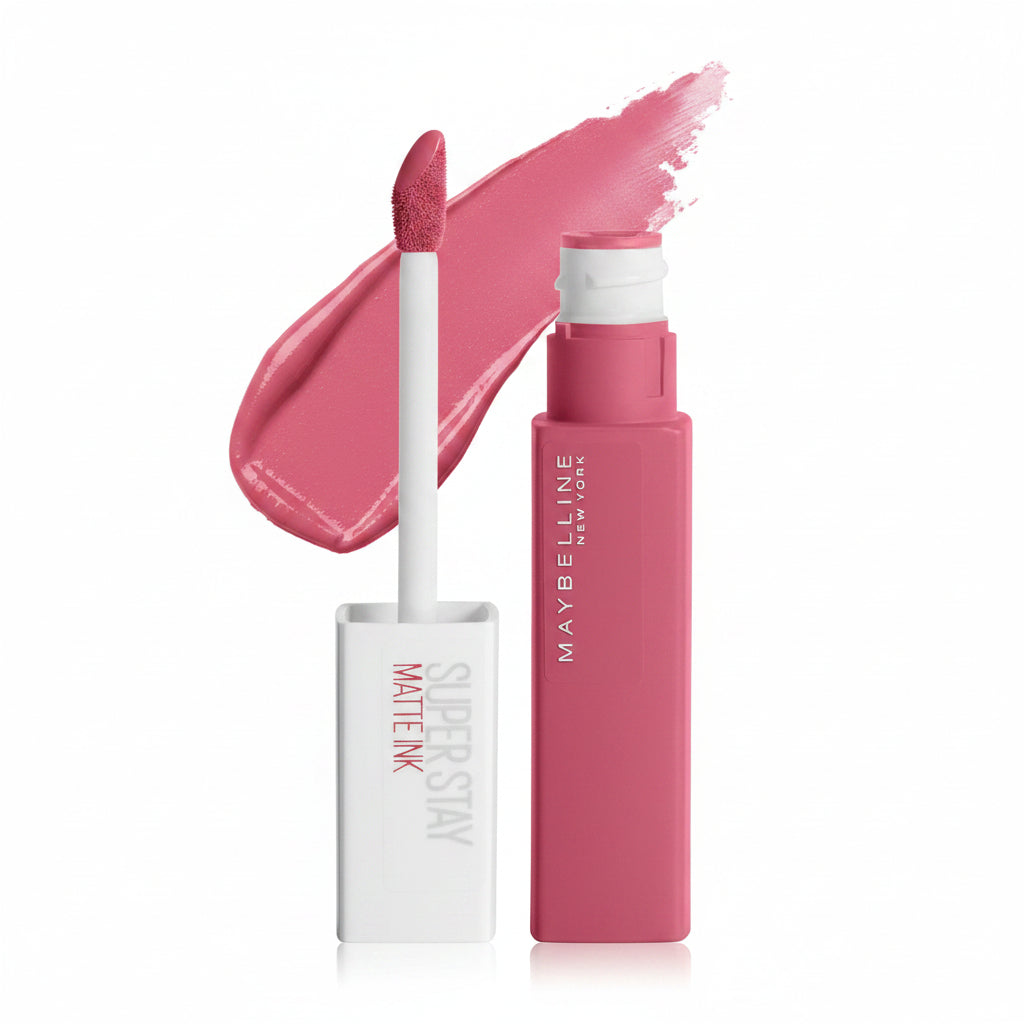 Maybelline Super Stay Matte Ink lip gloss with applicator on white background