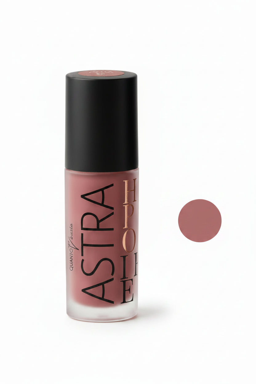 Lipstick with black cap and visible brand name on a white background