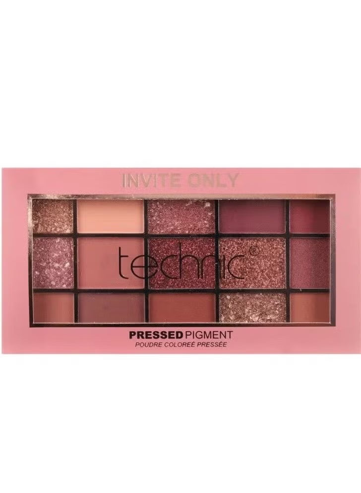 Technic Invite Only Pressed Pigment Eyeshadow Palette – 15 Highly Pigmented Shades Multicolour