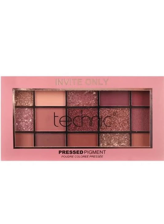 Technic Invite Only Pressed Pigment Eyeshadow Palette – 15 Highly Pigmented Shades Multicolour